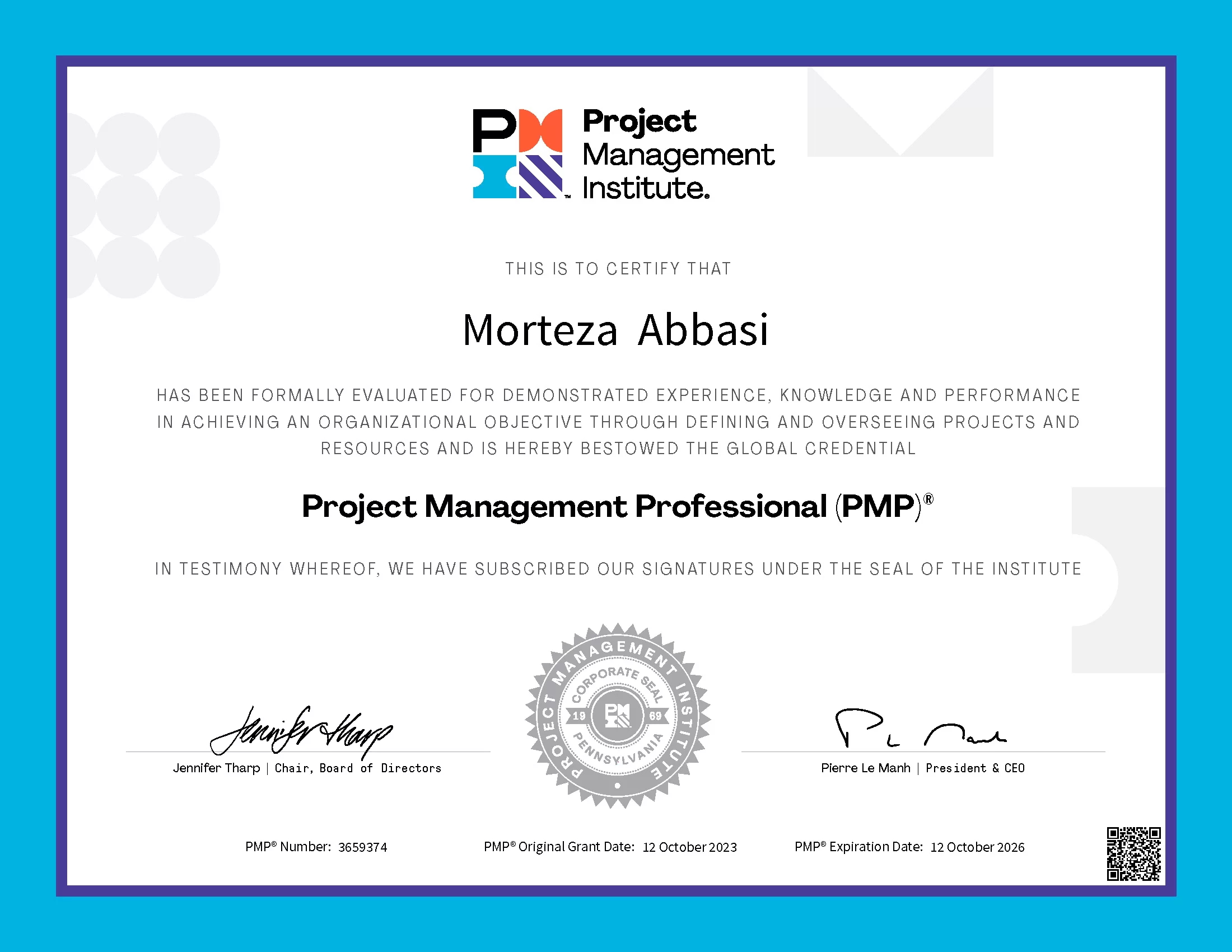 Attaining the Project Management Professional (PMP)® certification by Morteza Abbasi